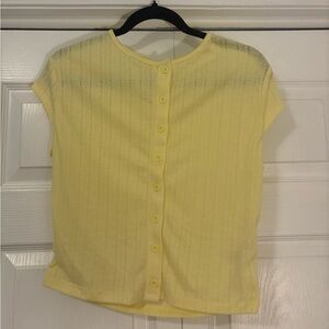 SHEIN Yellow Short Sleeve Button-Up Top